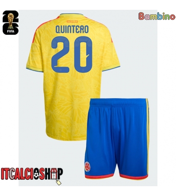 Colombia Juan Fernando Quintero #20 Prima Maglia Bambino Mondiali 2026 Manica Corta (+ Pantaloni corti)